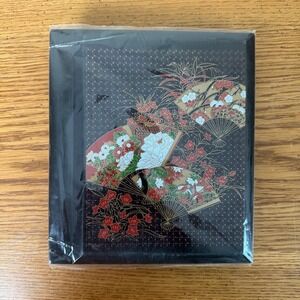 Vintage‎ Japanese Floral Fan Photo Album Black Gold Red Lacquer Style 4x6 photos